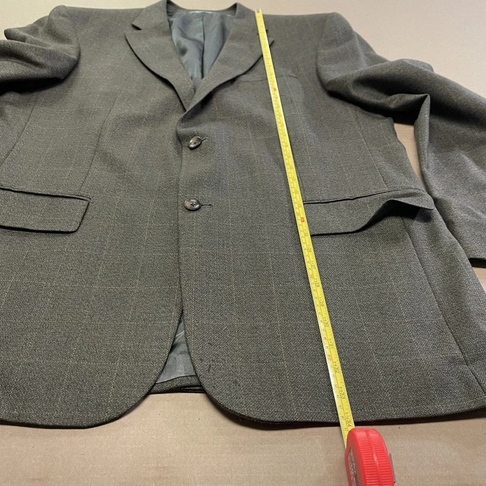 Oscar de la Renta Blazer Brown Plaid Check Soft Lambs Wool Sport Coat Jacket 42L